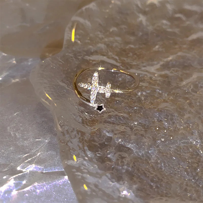 New Trendy Two-color Black Heart Rings For Women Minimalist Aesthetic Drop Of Oil Open Rings Female Metal Punk Party Jewelry