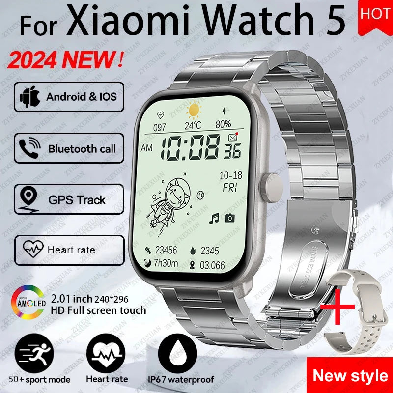 Xiaomi Watch 5 Global Version Men Women HD AMOLED Screen Heart Rate Bluetooth Call GPS Track Waterproof Sports Smart Watch