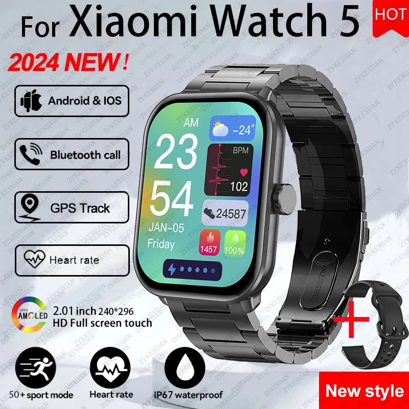 Xiaomi Watch 5 Global Version Men Women HD AMOLED Screen Heart Rate Bluetooth Call GPS Track Waterproof Sports Smart Watch