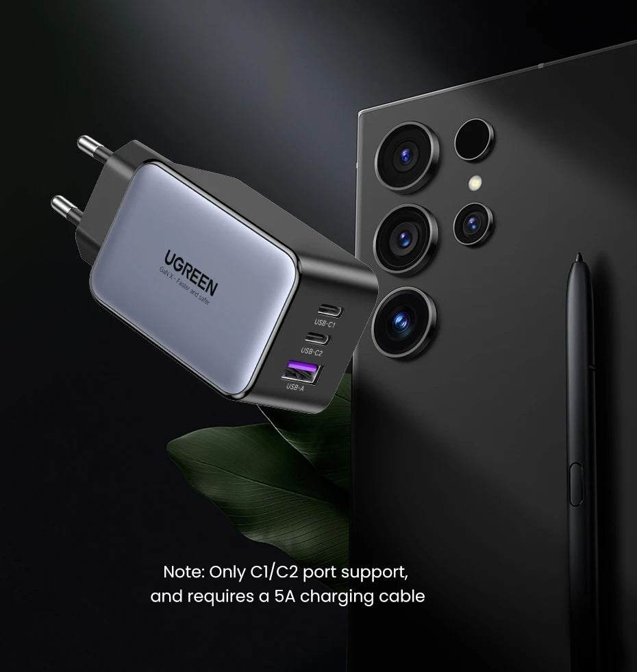 UGREEN 65W GaN Charger Quick Charge 4.0 3.0 USB C Charger for iPhone 16 15 14 Pro Max Laptop Macbook Air Tablet PD Fast Charger