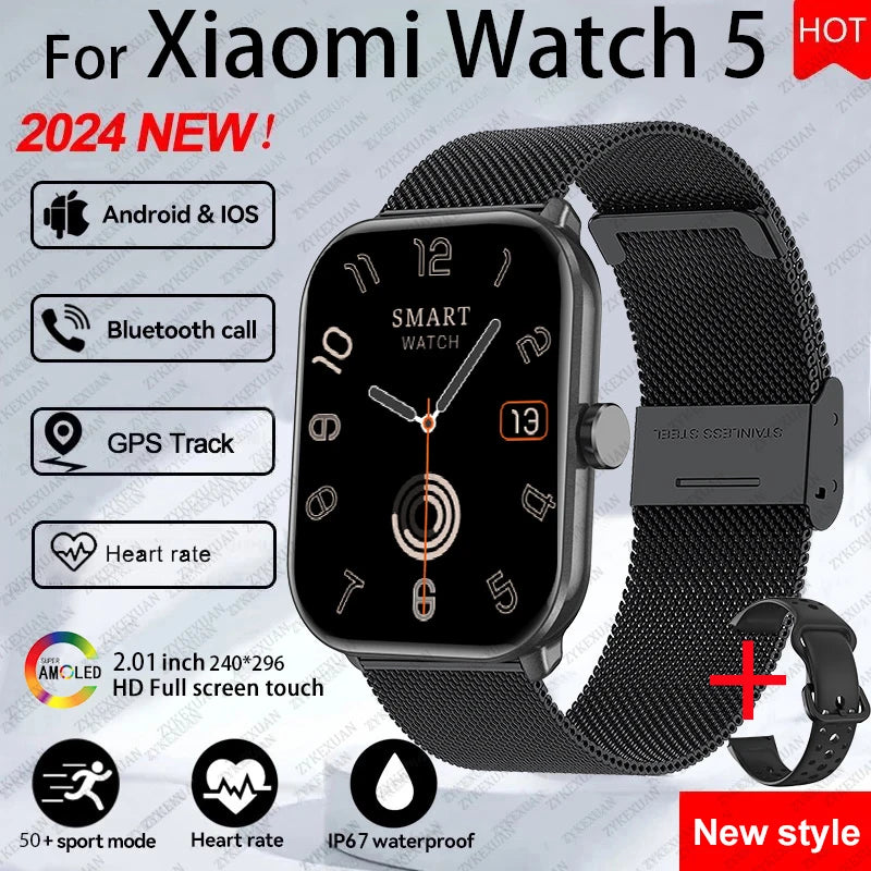 Xiaomi Watch 5 Global Version Men Women HD AMOLED Screen Heart Rate Bluetooth Call GPS Track Waterproof Sports Smart Watch
