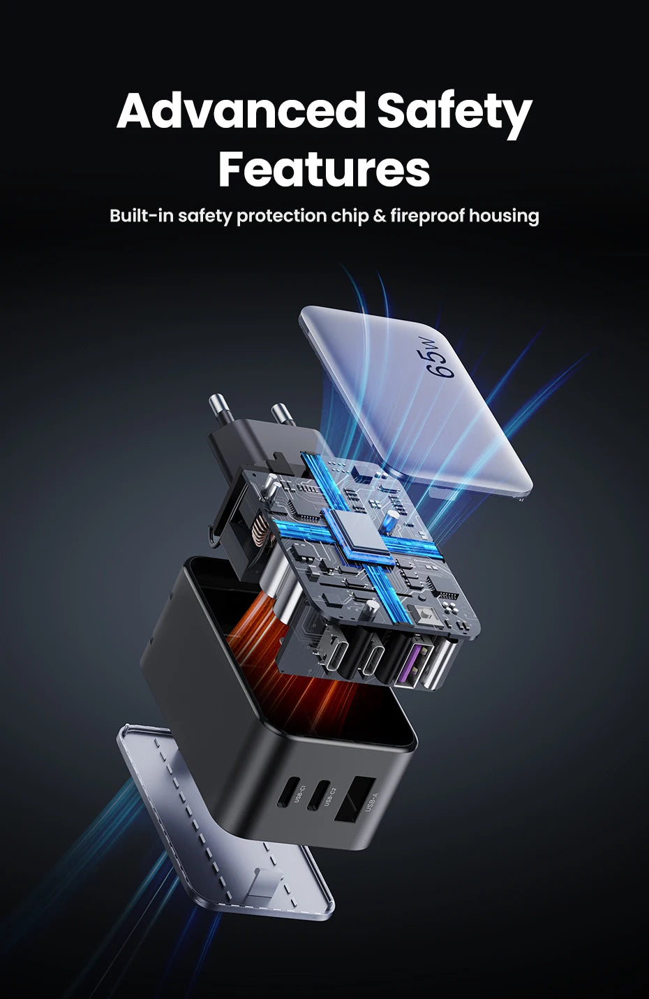 UGREEN 65W GaN Charger Quick Charge 4.0 3.0 USB C Charger for iPhone 16 15 14 Pro Max Laptop Macbook Air Tablet PD Fast Charger