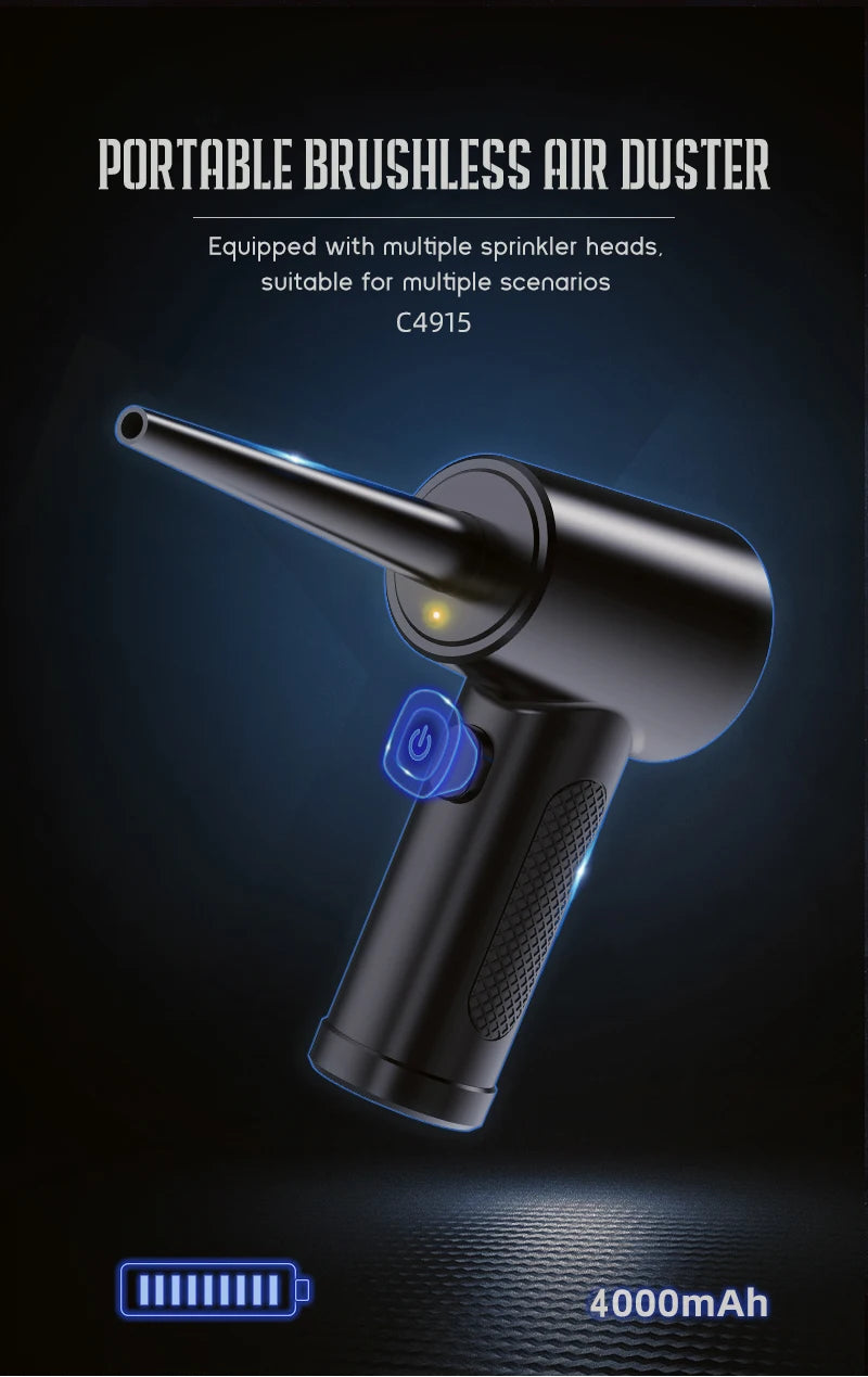 Protable Air Duster for Computer Cleaning 51000RPM Cordless Compressed Air Blower with LED Light for PC computers Keyboard Clean