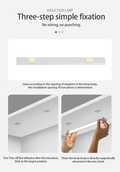 LED Night Light Motion Sensor Wireless USB Cabinet Night Light Wardrobe Lamp For Kitchen Cabinet Bedroom Wardrobe 20/30/40/60CM