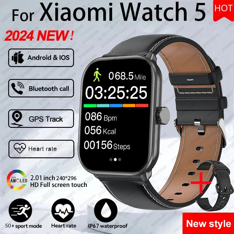 Xiaomi Watch 5 Global Version Men Women HD AMOLED Screen Heart Rate Bluetooth Call GPS Track Waterproof Sports Smart Watch