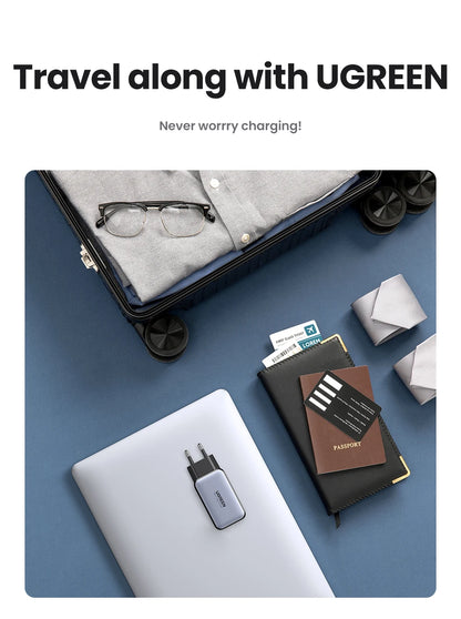 UGREEN 65W GaN Charger Quick Charge 4.0 3.0 USB C Charger for iPhone 16 15 14 Pro Max Laptop Macbook Air Tablet PD Fast Charger