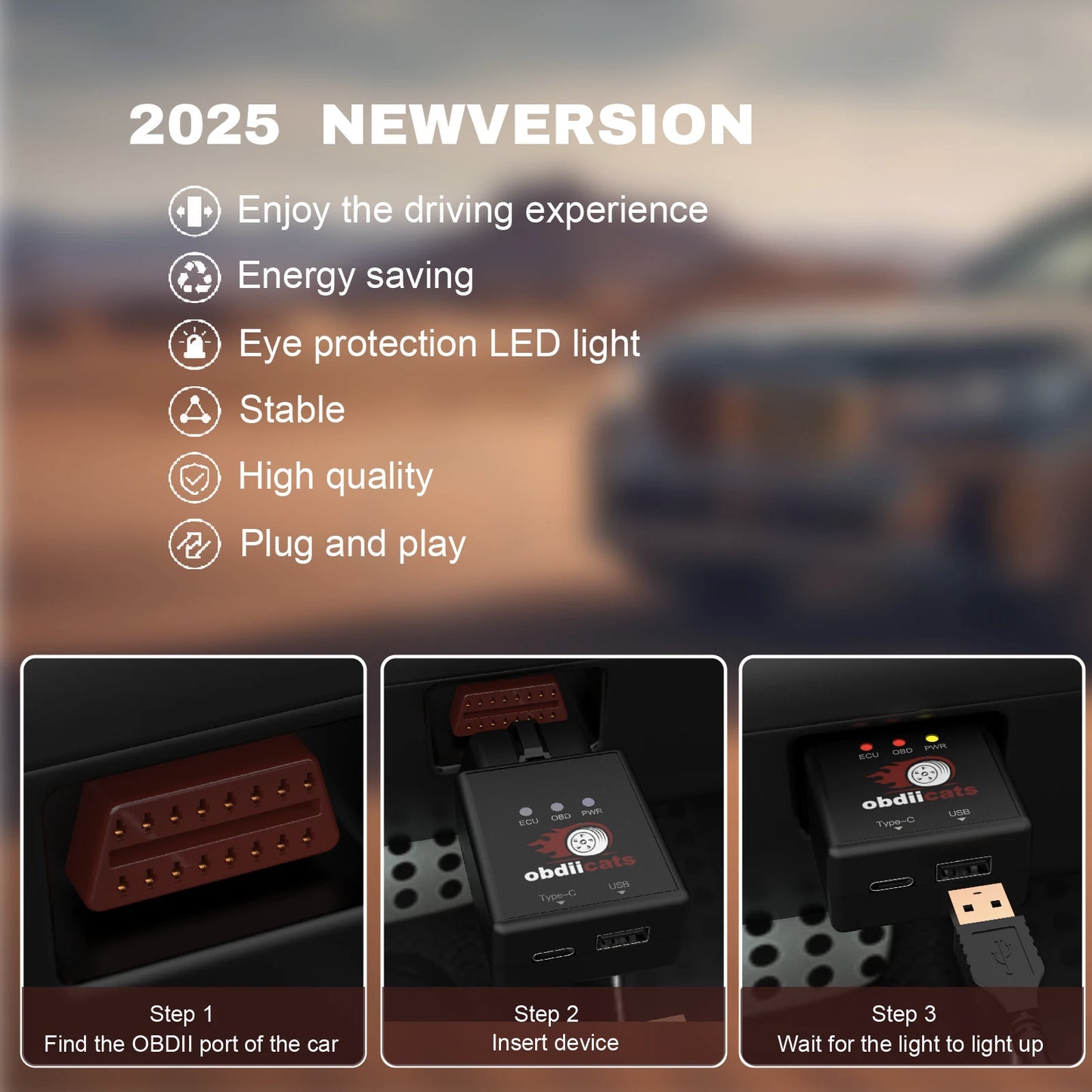 obdiicats OBD 2IN1 Fuel Saving With Fast Charger Chip Tuning Box For Benzine &Diesel Cars Increase Power Upgraded From HK-V3