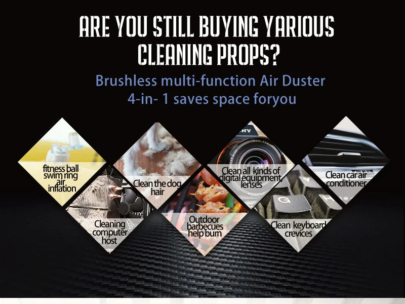 Protable Air Duster for Computer Cleaning 51000RPM Cordless Compressed Air Blower with LED Light for PC computers Keyboard Clean