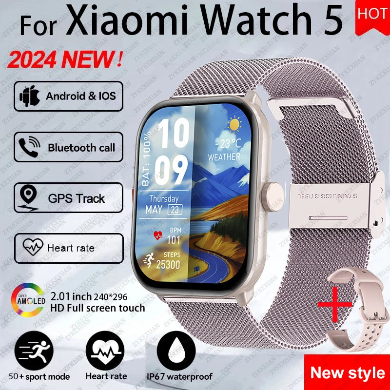 Xiaomi Watch 5 Global Version Men Women HD AMOLED Screen Heart Rate Bluetooth Call GPS Track Waterproof Sports Smart Watch