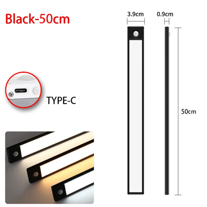 LED Night Light Motion Sensor Wireless USB Cabinet Night Light Wardrobe Lamp For Kitchen Cabinet Bedroom Wardrobe 20/30/40/60CM