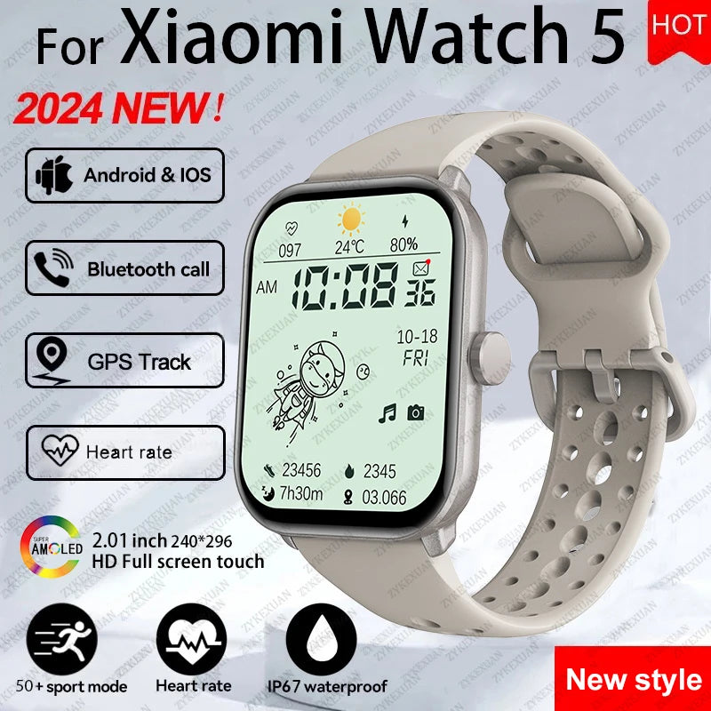 Xiaomi Watch 5 Global Version Men Women HD AMOLED Screen Heart Rate Bluetooth Call GPS Track Waterproof Sports Smart Watch