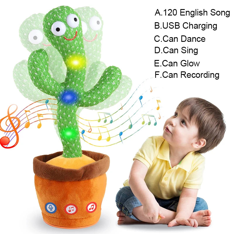 Talking Cactus Baby Toy Dancing Cactus Repeats What You say for Kids with English Songs Dancing Toy for Gift Toddle Girls Boys