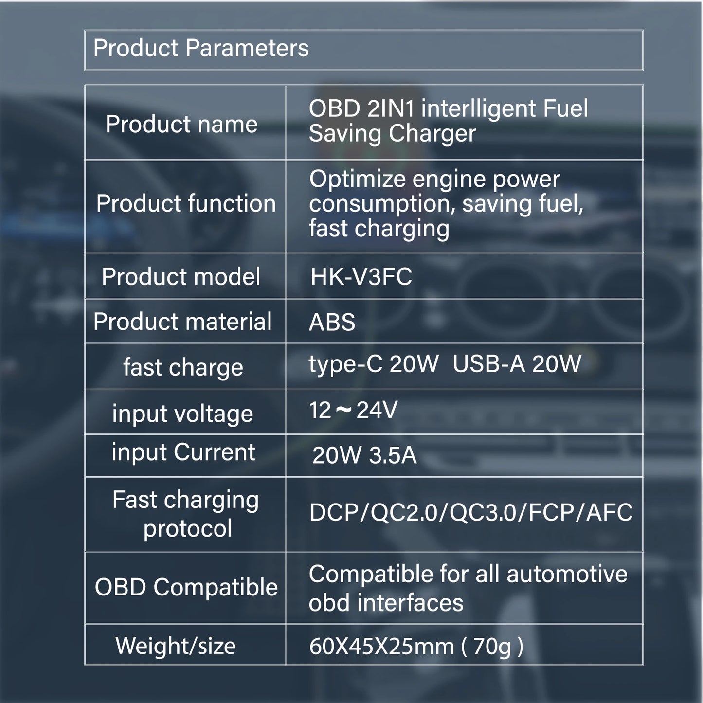 obdiicats OBD 2IN1 Fuel Saving With Fast Charger Chip Tuning Box For Benzine &Diesel Cars Increase Power Upgraded From HK-V3