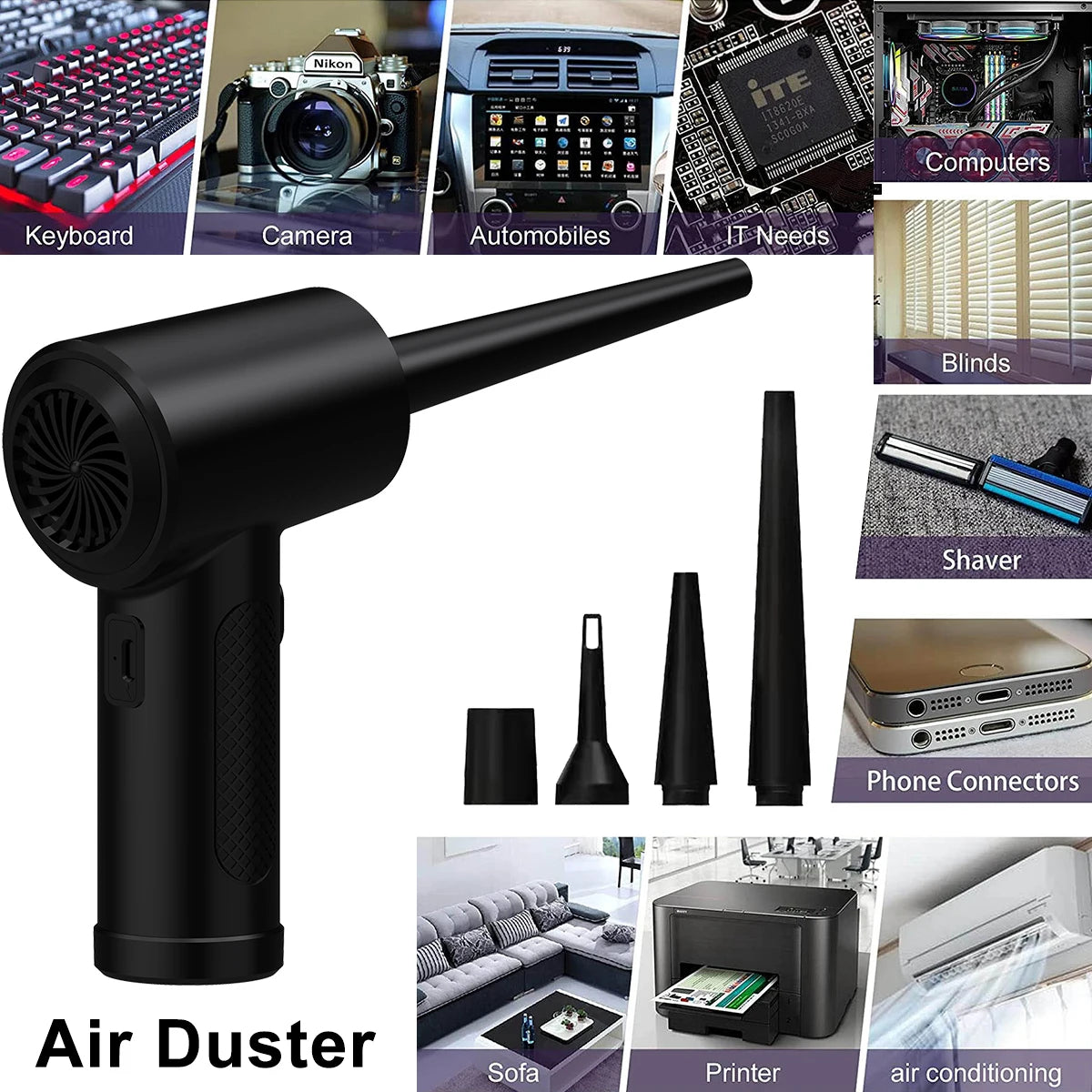 Protable Air Duster for Computer Cleaning 51000RPM Cordless Compressed Air Blower with LED Light for PC computers Keyboard Clean