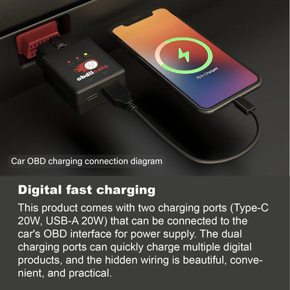 obdiicats OBD 2IN1 Fuel Saving With Fast Charger Chip Tuning Box For Benzine &Diesel Cars Increase Power Upgraded From HK-V3