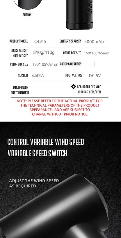 Protable Air Duster for Computer Cleaning 51000RPM Cordless Compressed Air Blower with LED Light for PC computers Keyboard Clean