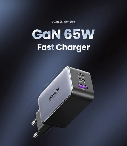 UGREEN 65W GaN Charger Quick Charge 4.0 3.0 USB C Charger for iPhone 16 15 14 Pro Max Laptop Macbook Air Tablet PD Fast Charger